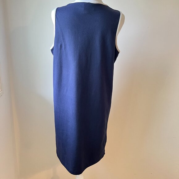 😎🌞Jessica Dress - Navy Blue Sleeveless with White Beach Print | Vacation Ready - Picture 8 of 12